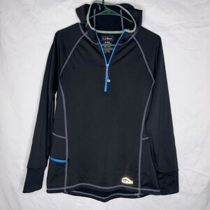 L.L.Bean M REG Misses ID 286689 Midweight Hooded 1/4 zip Pullover, Ponytail.